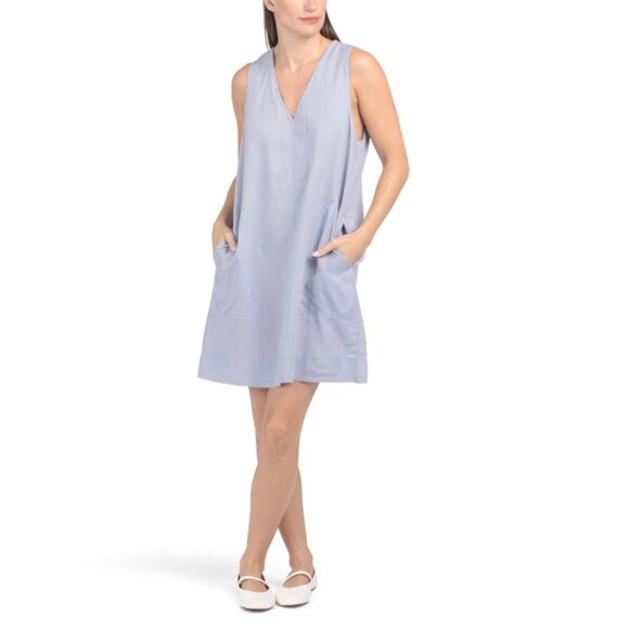 SPLENDID Sky Blue Linen Blend Dawson Mini Dress - Picture 1 of 2
